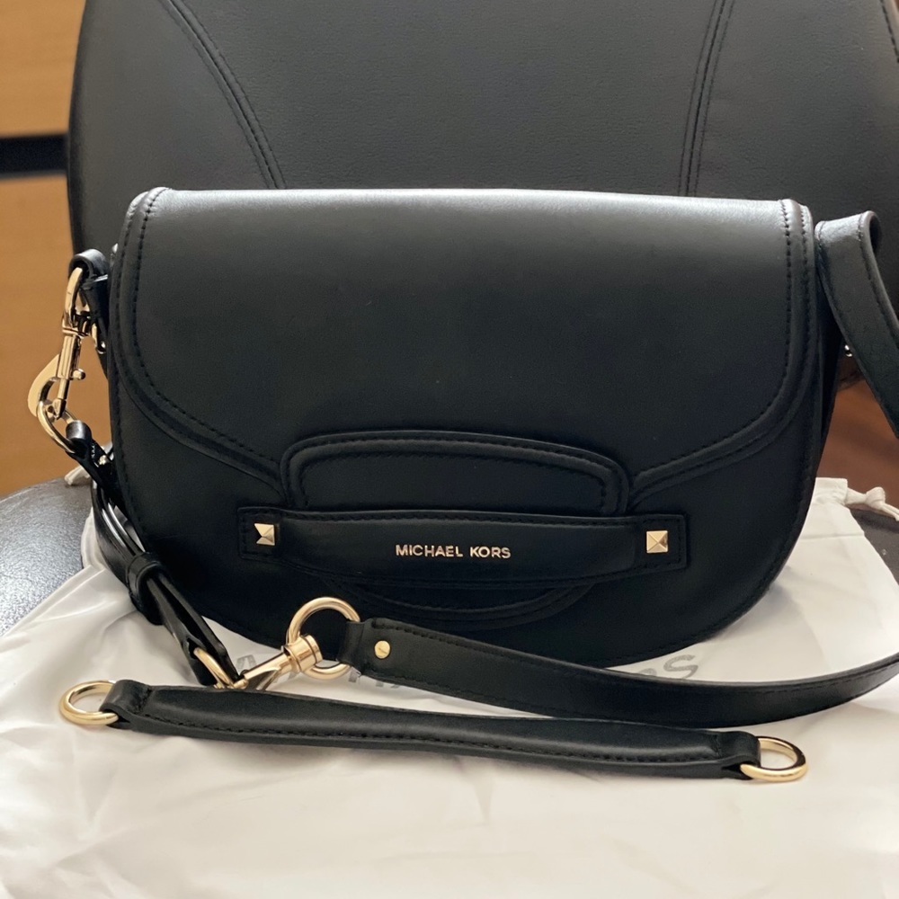 Michael Kors Black Cary Saddle Bag